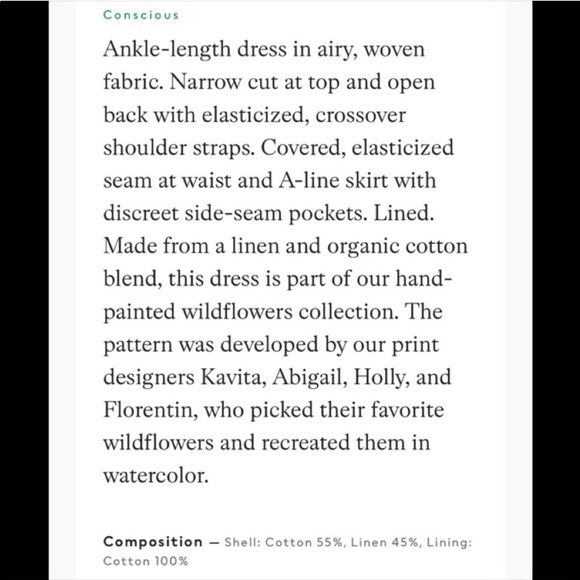 H&M Linen Blend Wildflower Collection Midi Dress sz - Picture 3 of 3